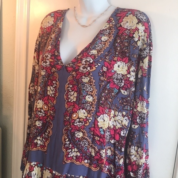 Free People Boho Floral Long Sleeve Pullover Top Size M - Picture 8 of 16